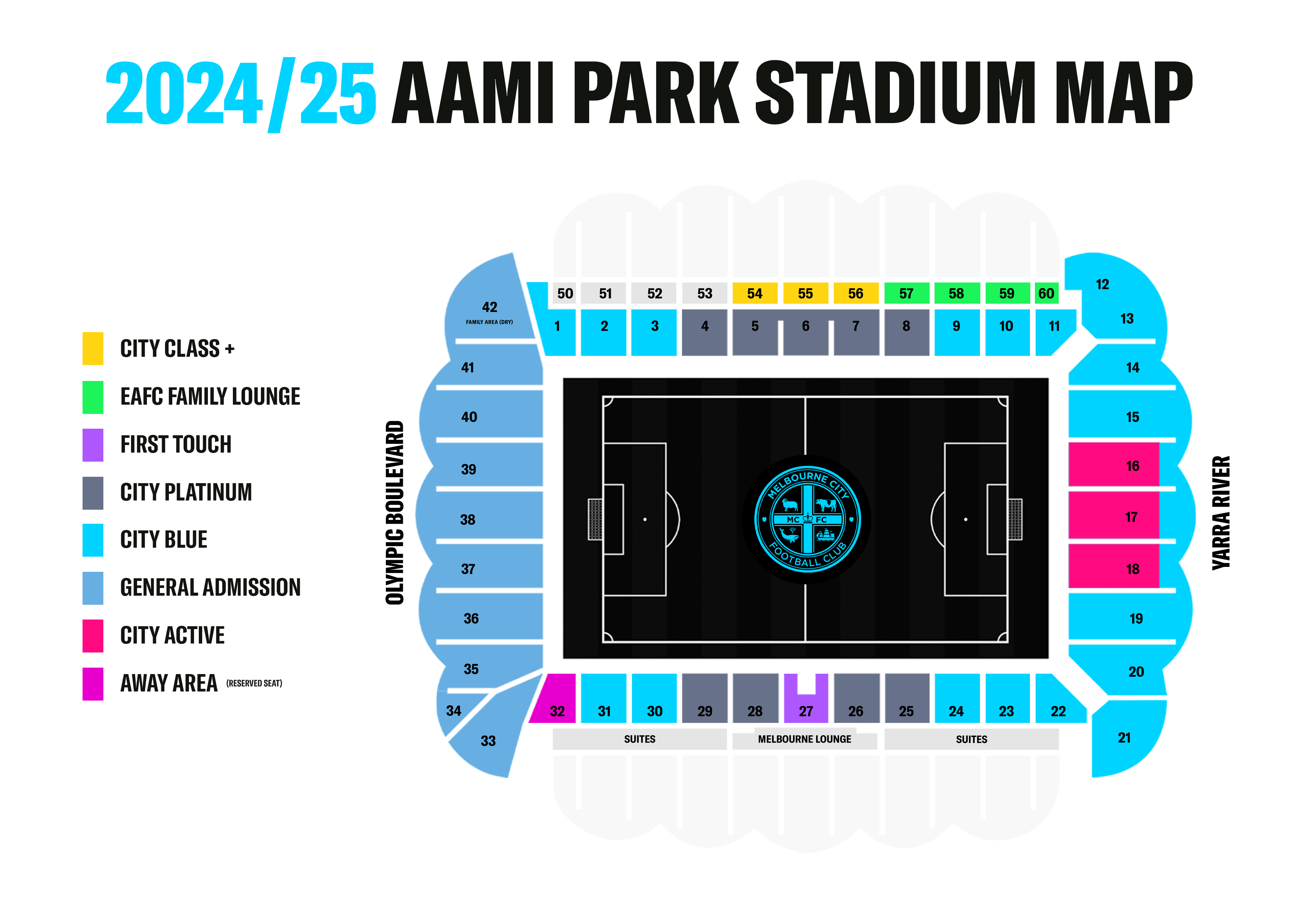 2024/25 Melbourne City FC AAMI Park Seating Map